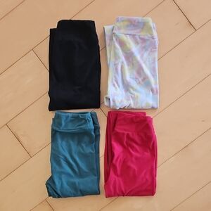 LuLaRoe Kids Leggings Set - Black, Green, Red, Pastel Print